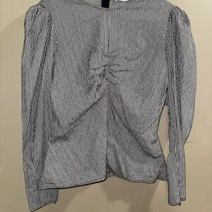 Zara Black and White Striped Blouse